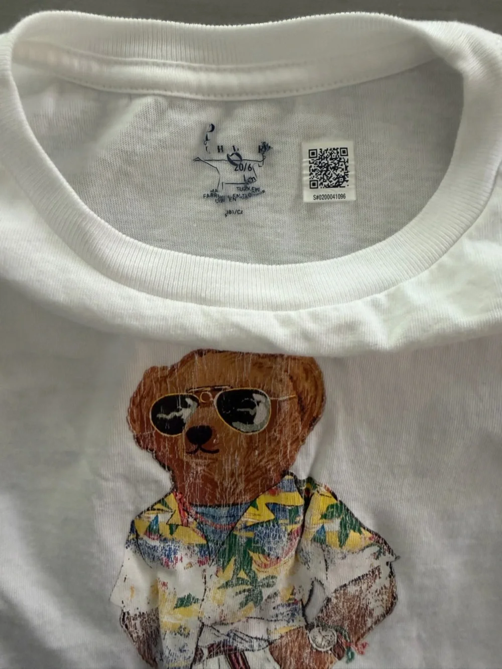 Ralph Lauren Kids White Polo Bear Tee with Tropical Shirt and Red Shoes Sz 5/6